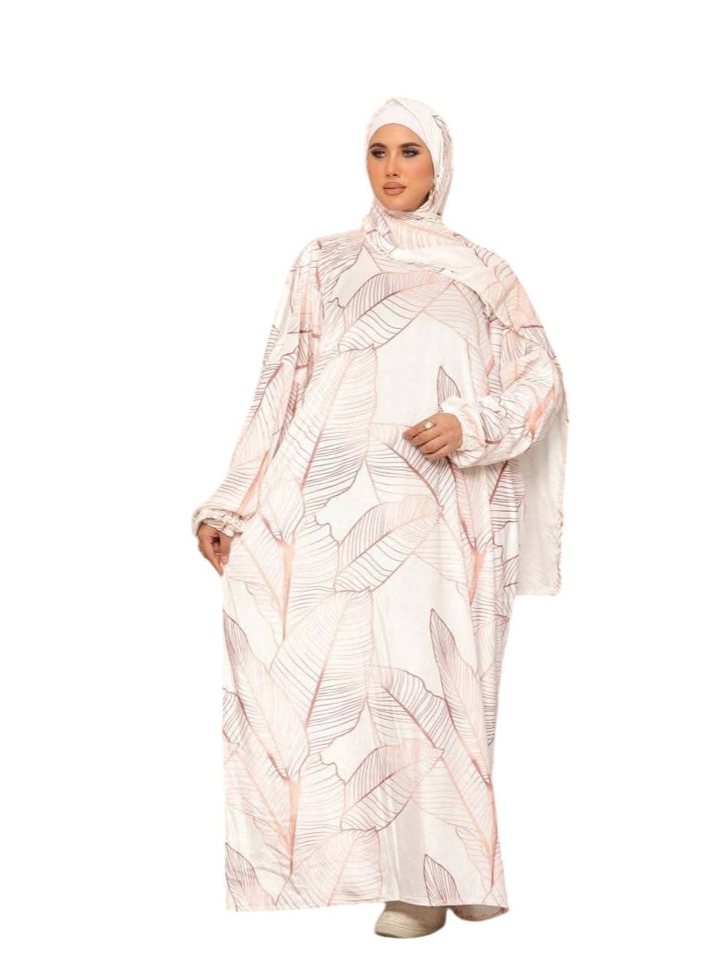 اسدال قطيفة بليسه بطرحة ملتصقة بنقشة راقية للنساء ( فري سايز و بألوان متعددة )