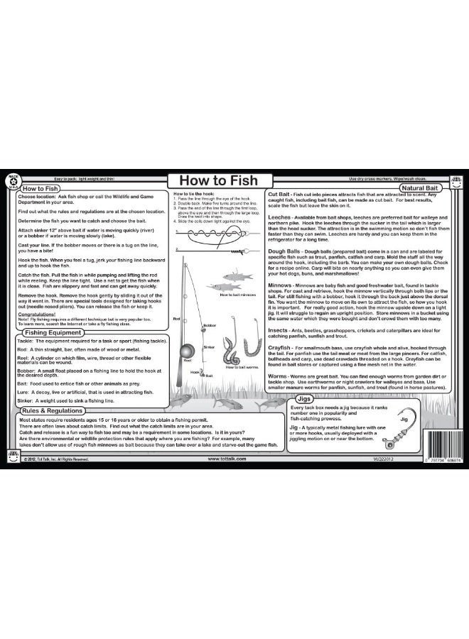 Tot Talk Letâ€™s Go Fishing Educational Placemat for Kids â€“ Made in USA â€“ Durable, Double-Sided, Fish Facts & Fishing Gear â€“ Waterproof, Wipeable, 17.5â€ x 11.5â€ - Image 2