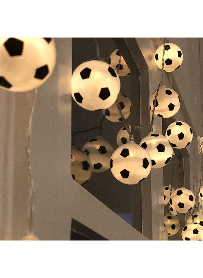 Generic 30 LED Football String Lights Indoor Football Outdoor Fairy Lights Garden Accessories Soccer Shaped Rope Lamp Football Home Decorations Lighting for Football World Celebration Bedroom Accessories  - Image 3