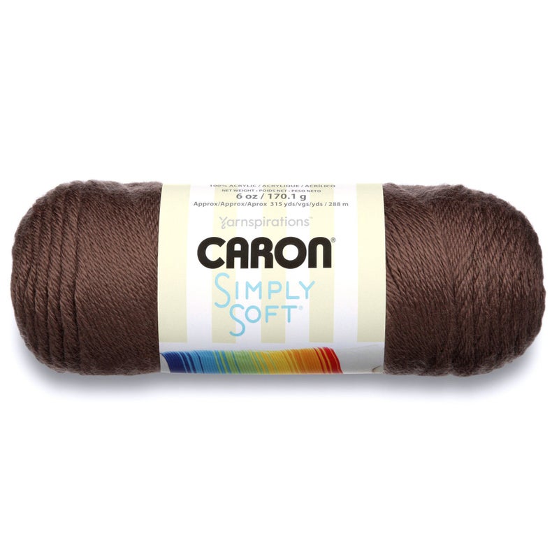 Caron Simply Soft Solids Yarn, 6oz, Gauge 4 Medium, 100% acrylic - Brown - Machine Wash & Dry - Image 1