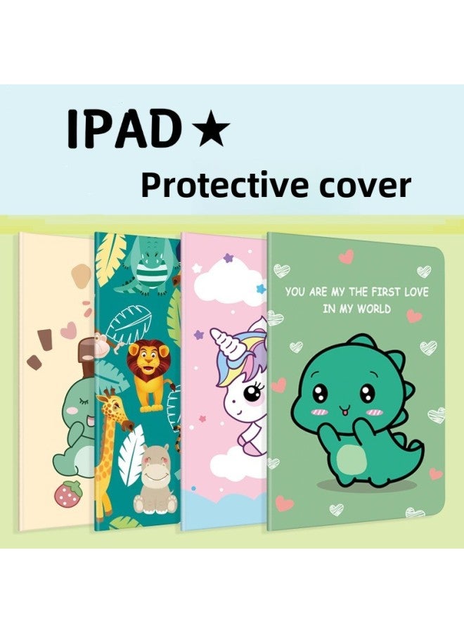 Suitable For IPad10.2 Protective Case Air2 Silicone 9.7 Inch Case Mini12345 Case Air4 All-inclusive 10.5 Soft Case-Color:Eggshell Dinosaur-Applicable Model:2024 Pro 13 Inch