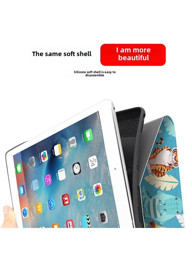 Suitable For IPad10.2 Protective Case Air2 Silicone 9.7 Inch Case Mini12345 Case Air4 All-inclusive 10.5 Soft Case-Color:Eggshell Dinosaur-Applicable Model:2024 Pro 13 Inch