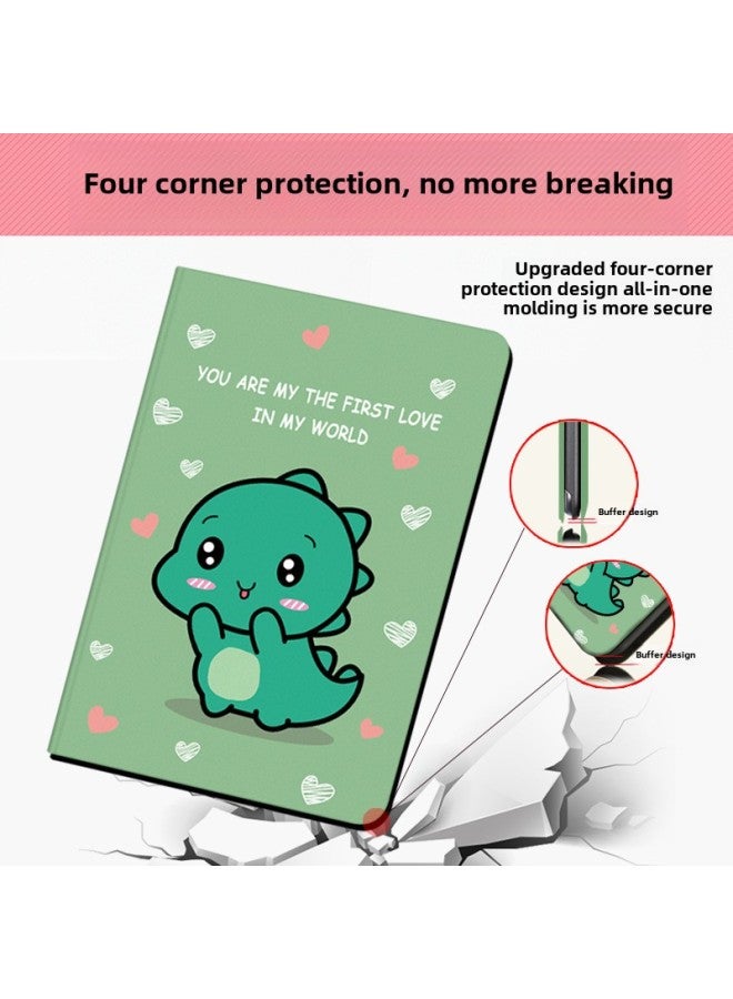 Suitable For IPad10.2 Protective Case Air2 Silicone 9.7 Inch Case Mini12345 Case Air4 All-inclusive 10.5 Soft Case-Color:Eggshell Dinosaur-Applicable Model:2024 Pro 13 Inch