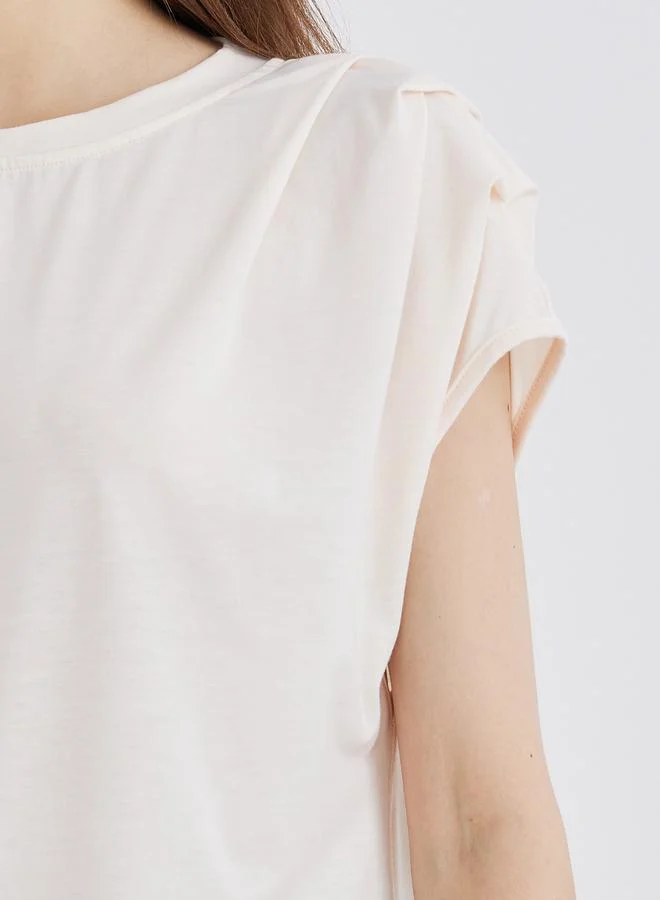 Take Two Take Two Shoulder Pleated Detail Regular Fit T-Shirt