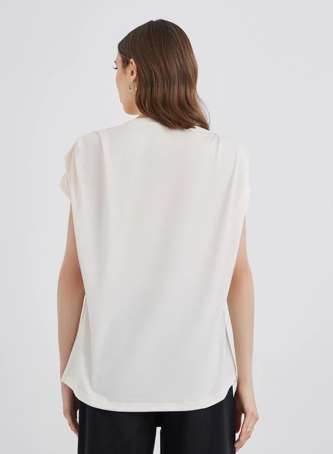 Take Two Take Two Shoulder Pleated Detail Regular Fit T-Shirt