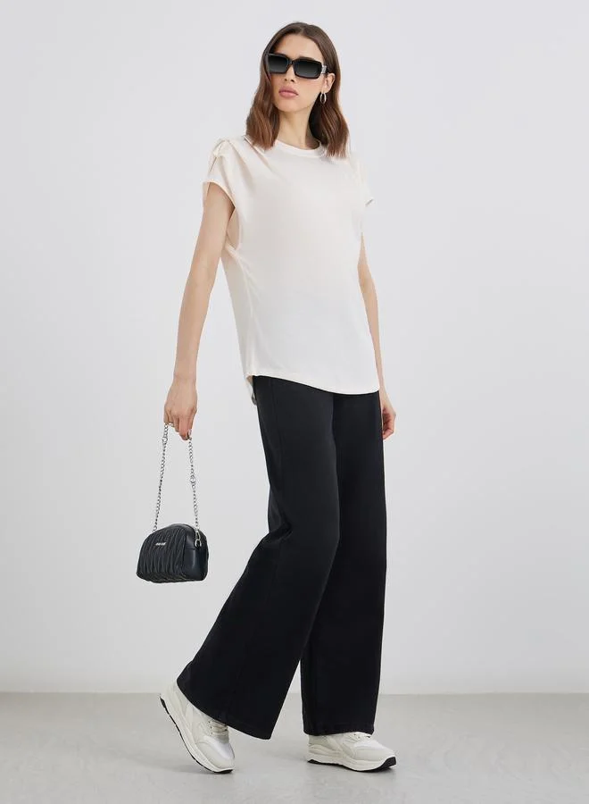 Take Two Take Two Shoulder Pleated Detail Regular Fit T-Shirt
