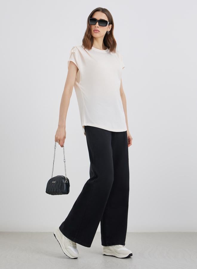 Take Two Shoulder Pleated Detail Regular Fit T-Shirt - Image 2