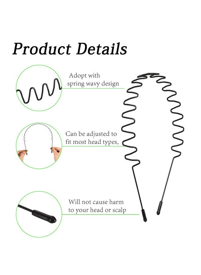 JERLITU Metal Hair Band For Men 6 Pieces Metal Headband Wavy Hairband Spring Hair Hoop For Women Sports Fashion Hair Bands Unisex Black Elastic Headbands Non Slip Simple - Image 3