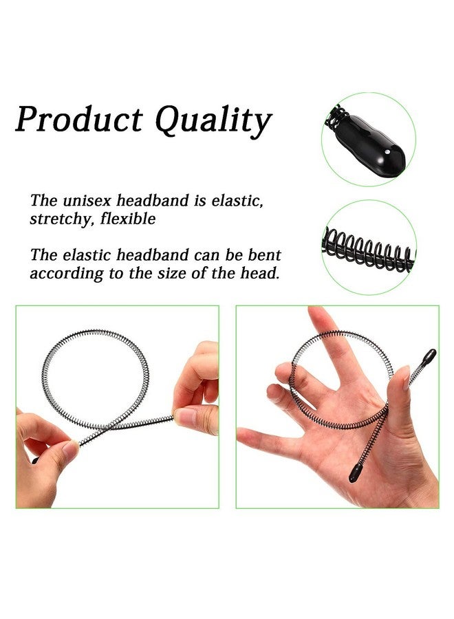 JERLITU Metal Hair Band For Men 6 Pieces Metal Headband Wavy Hairband Spring Hair Hoop For Women Sports Fashion Hair Bands Unisex Black Elastic Headbands Non Slip Simple - Image 2
