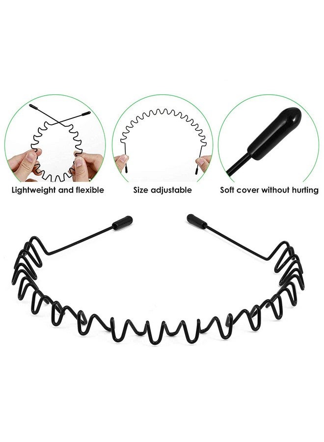 JERLITU Metal Hair Band For Men 6 Pieces Metal Headband Wavy Hairband Spring Hair Hoop For Women Sports Fashion Hair Bands Unisex Black Elastic Headbands Non Slip Simple - Image 4