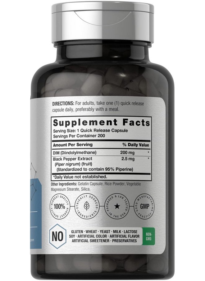 Horbaach Horbäach DIM Supplement for Women and Men | 200mg | Advanced Diindolylmethane | with Black Pepper Extract | 200 Capsules | Non-GMO, Gluten Free  - Image 2