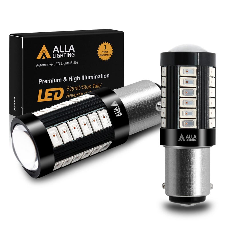 مصابيح LED حمراء إشارة انعطاف وكبح من Alla Lighting 2800lm 7528 1157، مصابيح Xtreme فائقة السطوع 5730 33SMD 12V، BAY15D 3496 2357 2057 1034 198