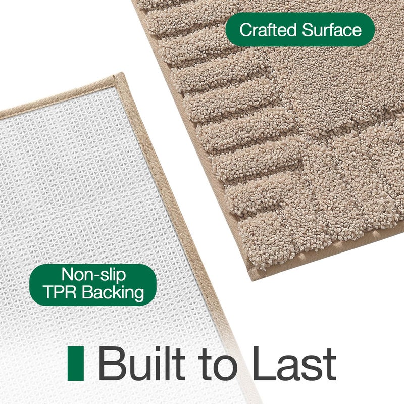 LUMI Bathroom Rugs Non Slip with Rubber Backing, Extra Soft Plush Microfiber Bath Rug Absorbent, Machine Washable Bath Mat Quick Dry for Tub, Shower, Hotel, Beige, 16"x24" - Image 4