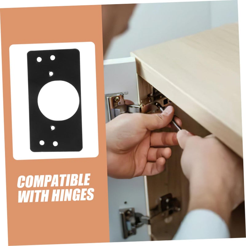 2Pcs Brushed Finish Cabinet Door Hinge Repair Kit with Metal Plates for Kitchen - Image 5