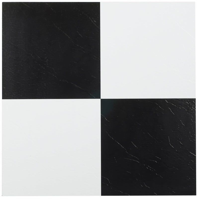 Sterling Self Adhesive 12Inch Vinyl Floor Tiles 20 Tiles 12 x 12 Black and White Pattern Peel Stick DIY Flooring for Kitchen Dining Room Bedrooms Bathrooms by Achim Home Decor
