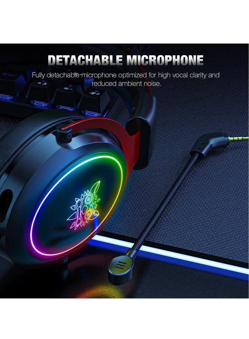ELTRAZONE X10 RGB Wired Gaming Headset with Mic – Premium Stereo Sound, Noise-Canceling Mic, Comfortable Over-Ear Cushions, RGB Lighting, Adjustable Headband – Perfect for PC, PS4, Xbox, and Mobile Gaming – Black  - Image 2