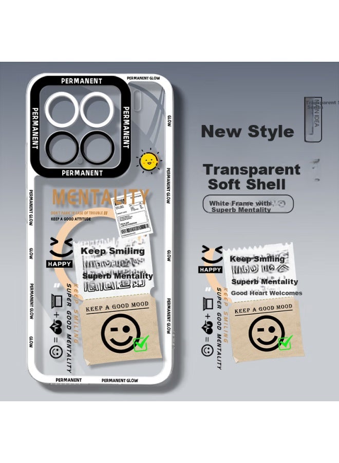 Xp Transparent Soft Silicone Cartoon Creative Men And Women's Phone Case For Xiaomi 15, Full Coverage Lens Protection, Heat Dissipation, Anti-drop, White Frame, Good Atude - Image 2