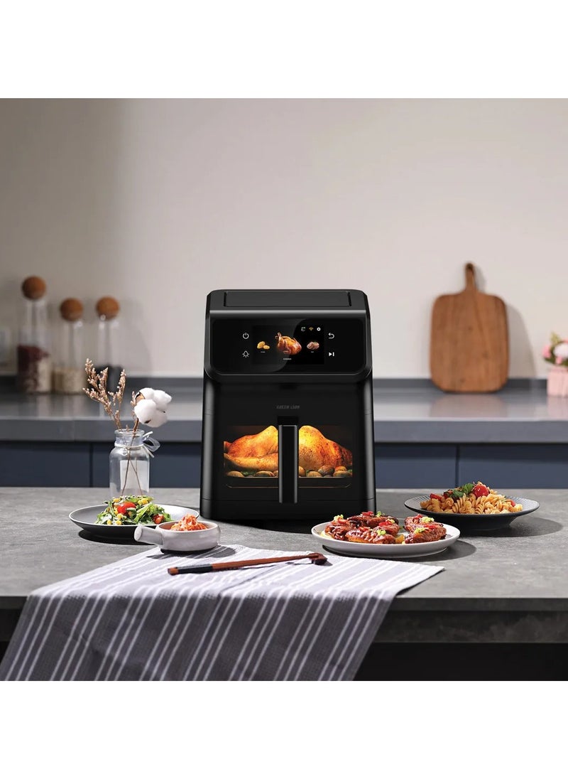 Smart Air Fryer 6.5L with 12 Preset Programs & Rapid Air Circulation 1800W / Installed Recipes / Wi-Fi / Timer Function / TFT Touch Display / Oil-Free Cooking / Non-Stick Coating / Air Fry / 0-60 min Frying Time - Black