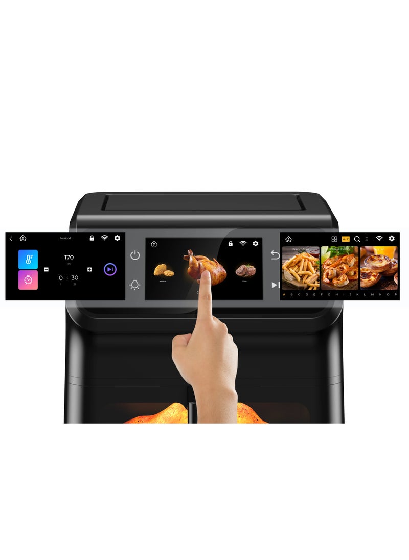Smart Air Fryer 6.5L with 12 Preset Programs & Rapid Air Circulation 1800W / Installed Recipes / Wi-Fi / Timer Function / TFT Touch Display / Oil-Free Cooking / Non-Stick Coating / Air Fry / 0-60 min Frying Time - Black
