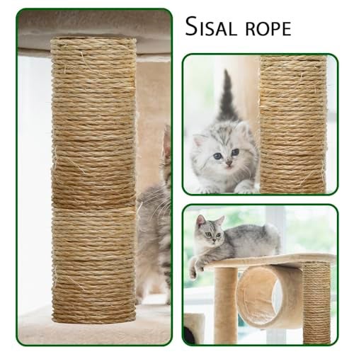 TienYow 4mm Natural Sisal Rope - 164-Ft, Cat Scratcher Repair & DIY Cat Tree, Wide Application, Length Choices - Image 2