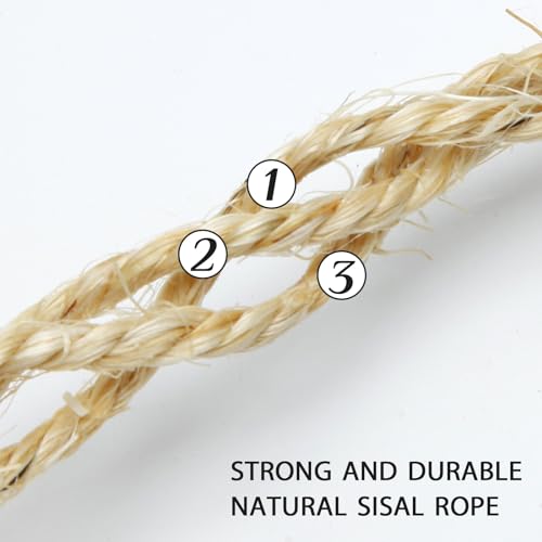 TienYow 4mm Natural Sisal Rope - 164-Ft, Cat Scratcher Repair & DIY Cat Tree, Wide Application, Length Choices - Image 3