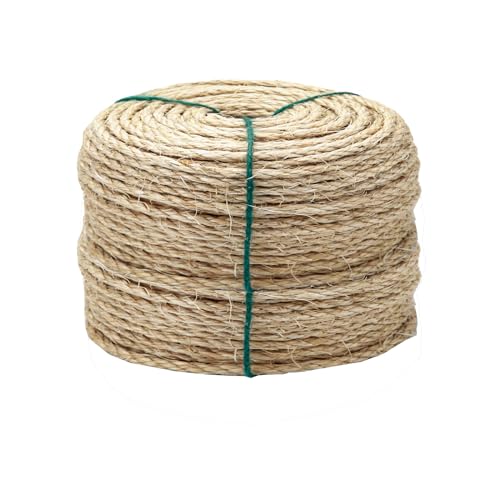 TienYow 4mm Natural Sisal Rope - 164-Ft, Cat Scratcher Repair & DIY Cat Tree, Wide Application, Length Choices - Image 1