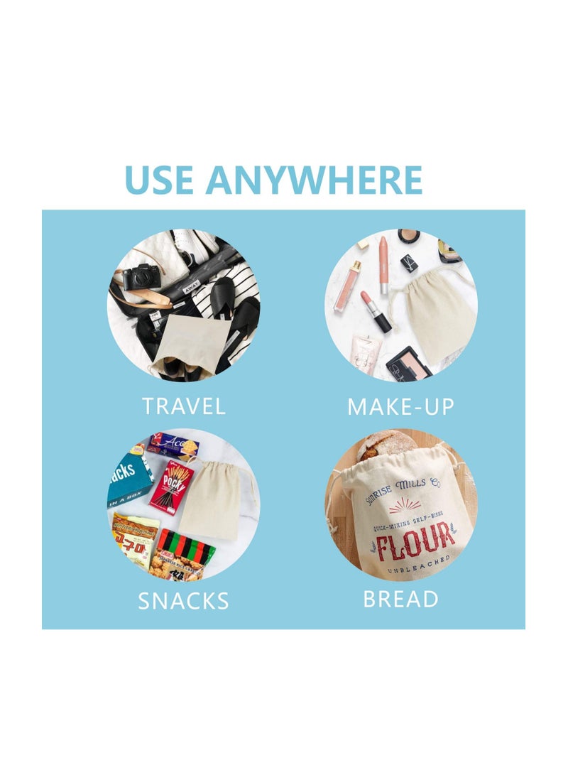 SYOSI Reusable Produce Bags, 12 Pack Muslin Bags with Drawstrings for Shopping and Storage, Natural Cotton Bags, Washable, Biodegradable, for Fruit Vegetable and More - Image 5