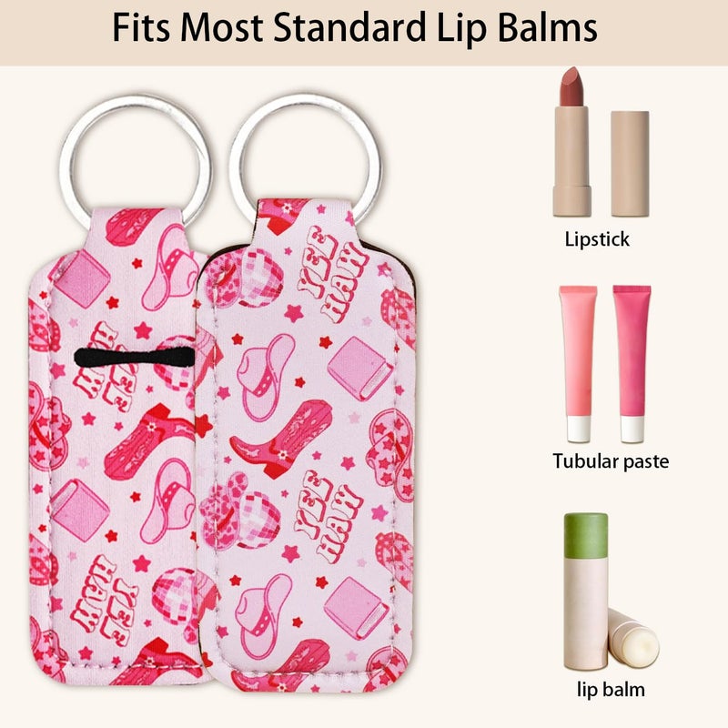 Haevola Cute Chapstick Holder Keychain for Women â€“ Lip Balm & Lip Gloss Holder Keychain Accessories Gift, Purse Charm Clip (Pink Cowgirl) - Image 2