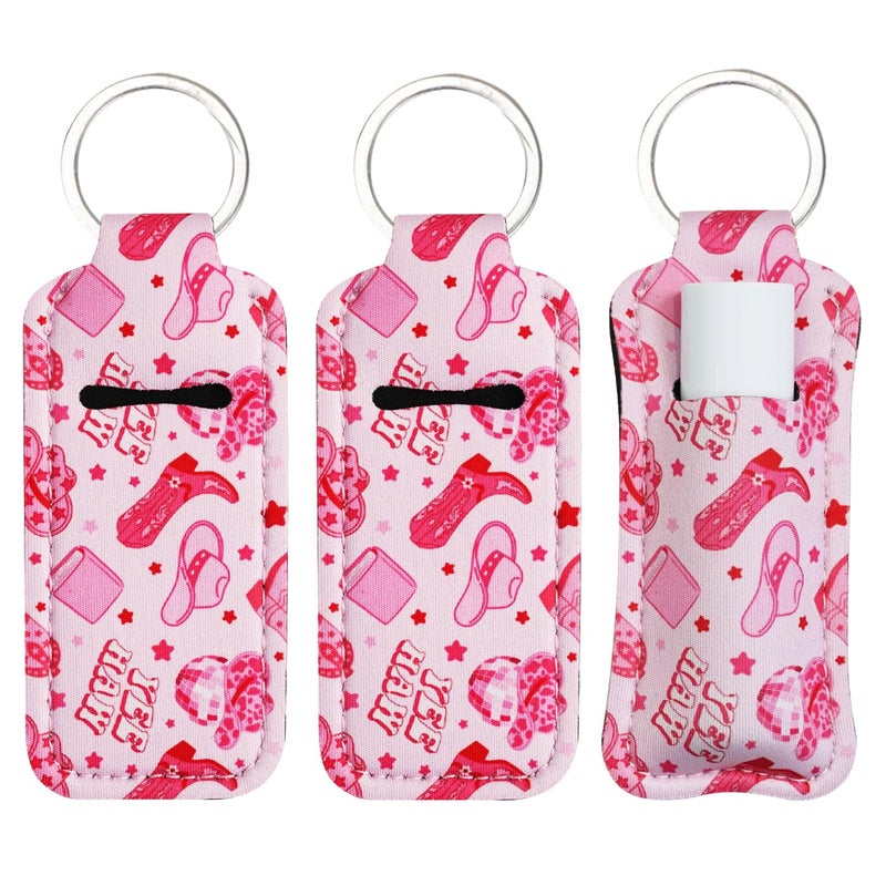 Haevola Cute Chapstick Holder Keychain for Women â€“ Lip Balm & Lip Gloss Holder Keychain Accessories Gift, Purse Charm Clip (Pink Cowgirl) - Image 1