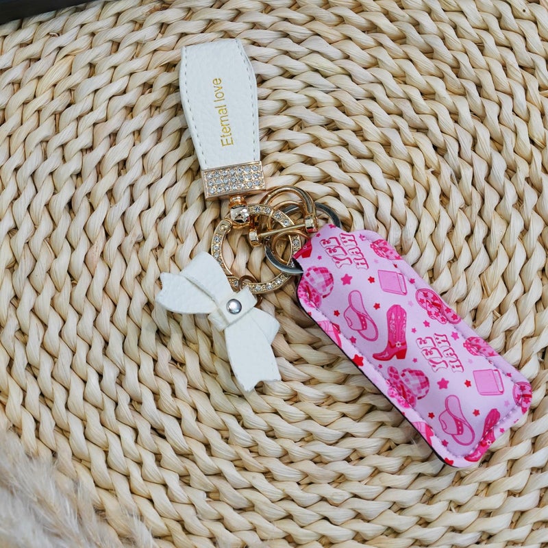 Haevola Cute Chapstick Holder Keychain for Women â€“ Lip Balm & Lip Gloss Holder Keychain Accessories Gift, Purse Charm Clip (Pink Cowgirl) - Image 4