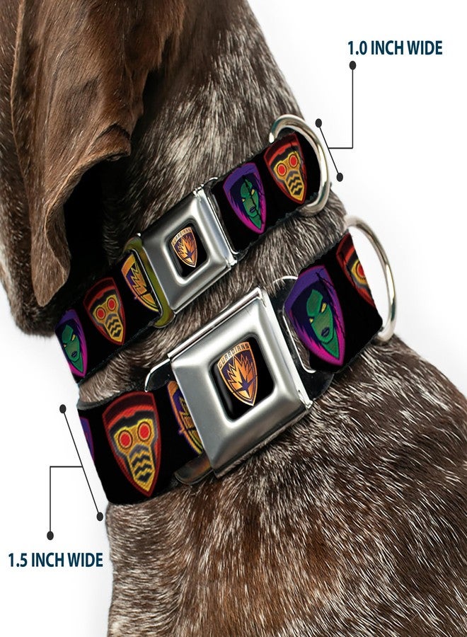 Buckle Down Buckle-Down DC-WMC111-WM Seatbelt Dog Collar, Wide Medium, Guardians of The Galaxy Badge/5-Character Icons Black/Multi Color, 1.5" Wide - Fits 16-23" Neck - Medium - Image 2