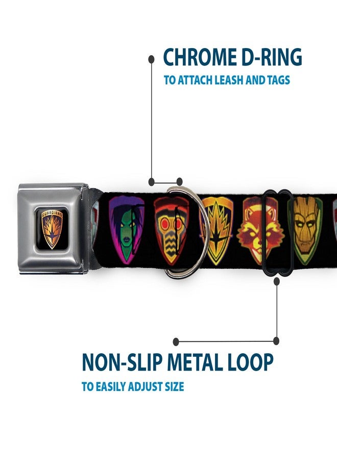 Buckle Down Buckle-Down DC-WMC111-WM Seatbelt Dog Collar, Wide Medium, Guardians of The Galaxy Badge/5-Character Icons Black/Multi Color, 1.5" Wide - Fits 16-23" Neck - Medium - Image 5