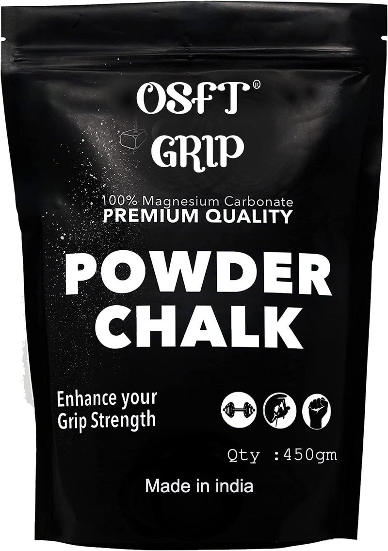 OSFT Magnesium Carbonate Powder Gym Chalk for Weightlifting Cross Fitness Training Gymnastics Rock Climbing Deadlifting Workout Bouldering Billiards Pole Dancing (450gm (Pack of 1)) - Image 1