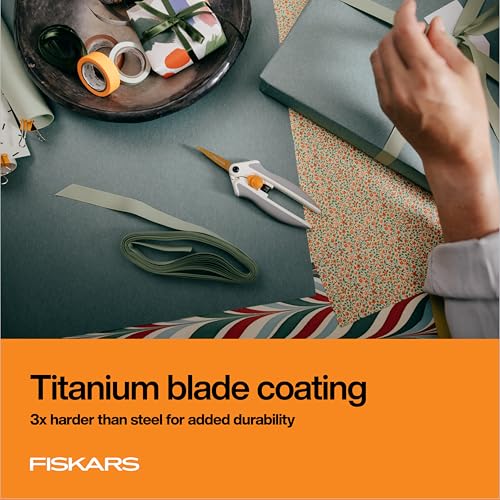 Fiskars Easy Action Micro-Tip Titanium Scissors, Sharp Blades for Cutting Precision and Angles with Easy Action Spring Design, Crafting Supplies, SoftGrip Assisted Handle - Image 4