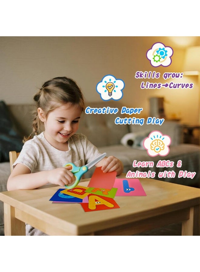 YelaJoy Scissor Skills Activity Book & Safety Scissors Set,40 Colored Cardstock Paper Templates,for Kids Ages 2-4 - Image 2