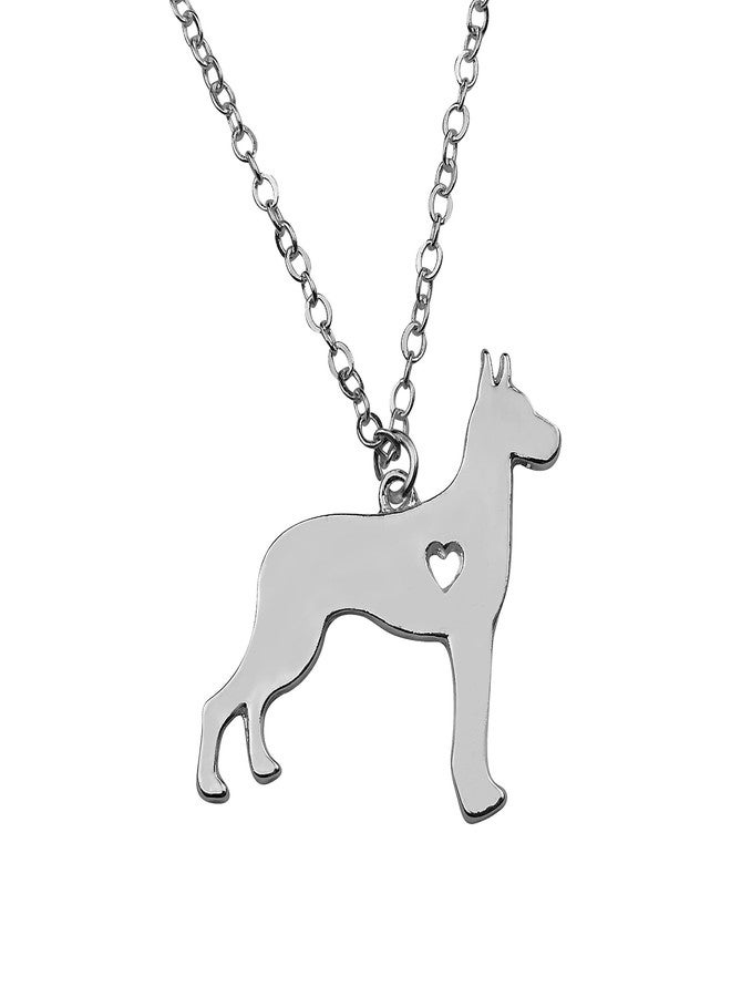 آرت أتاك قلادة "أحب كلبي الدانماركي الضخم" من الفولاذ المقاوم للصدأ من آرت أتاك، قلادة "إلى الأبد في قلبي" لمحبي الحيوانات الأليفة، قلادة تذكارية لإنقاذ جرو أو أم كلب (فضية) - Image 1