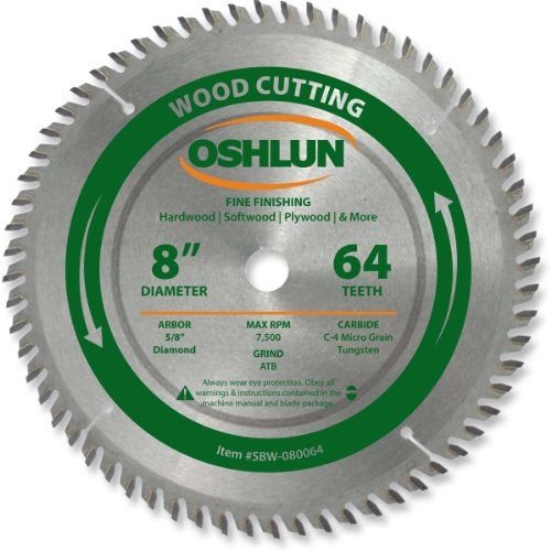Oshlun SBW-080064 8-Inch 64 Tooth ATB Fine Finishing Saw Blade with 5/8-Inch Arbor (Diamond Knockout) - Image 5