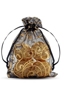 SYOSI 100pcs Mini Sheer Organza Bags Champagne Eyelash Drawstring Chic Gift Beauty Wedding Favor Candy Jewelry 4 X 4.72 Inches Black  - Image 2