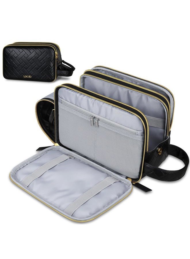 Lacdo Toiletry Bag for Men, Travel Toiletry Organizer Dopp Kit Water-resistant Shaving Bag Large Capacity for Travel Toiletries Accessories, Black - Image 1