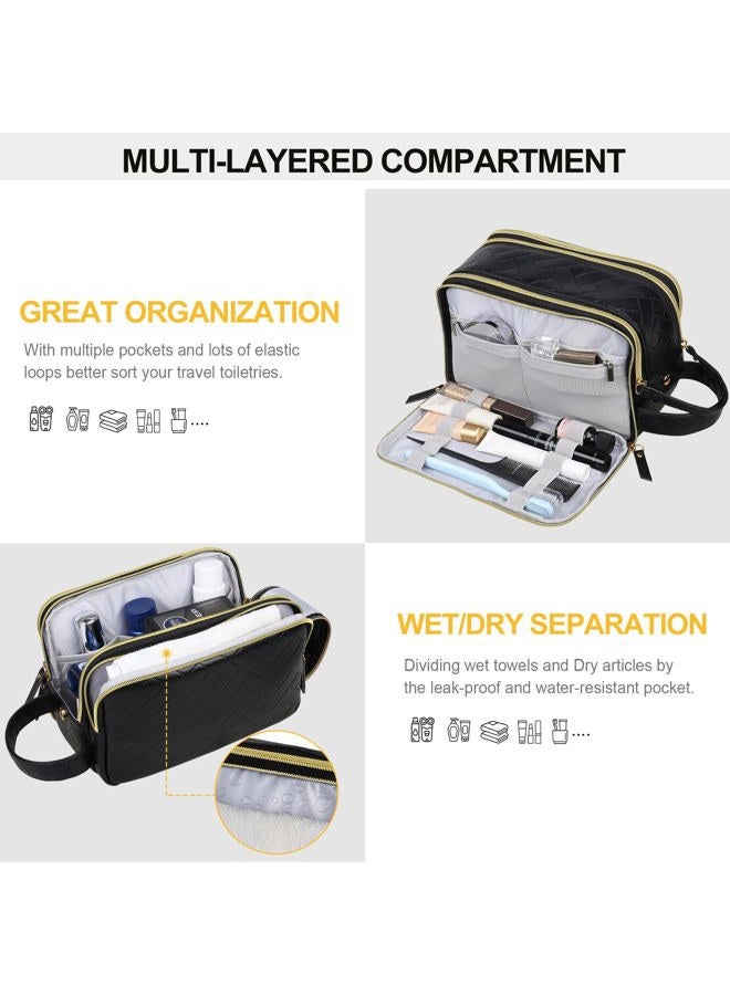 Lacdo Toiletry Bag for Men, Travel Toiletry Organizer Dopp Kit Water-resistant Shaving Bag Large Capacity for Travel Toiletries Accessories, Black - Image 4