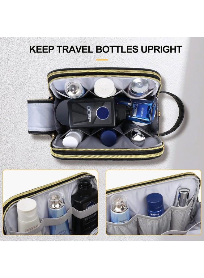 Lacdo Toiletry Bag for Men, Travel Toiletry Organizer Dopp Kit Water-resistant Shaving Bag Large Capacity for Travel Toiletries Accessories, Black - Image 2
