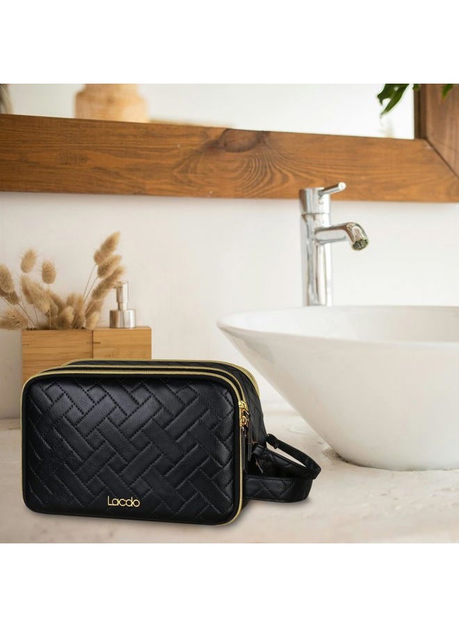 Lacdo Toiletry Bag for Men, Travel Toiletry Organizer Dopp Kit Water-resistant Shaving Bag Large Capacity for Travel Toiletries Accessories, Black - Image 5