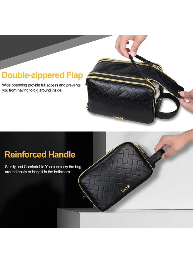 Lacdo Toiletry Bag for Men, Travel Toiletry Organizer Dopp Kit Water-resistant Shaving Bag Large Capacity for Travel Toiletries Accessories, Black - Image 3