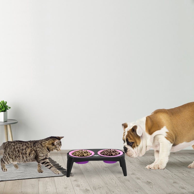PETMAKER Elevated Cat and Dog Food Bowls with Non-Slip Stand - Removable and Collapsible Silicone Feeder for Food and Water - 16-Ounces Each by PETMAKER (Pink) - Image 4