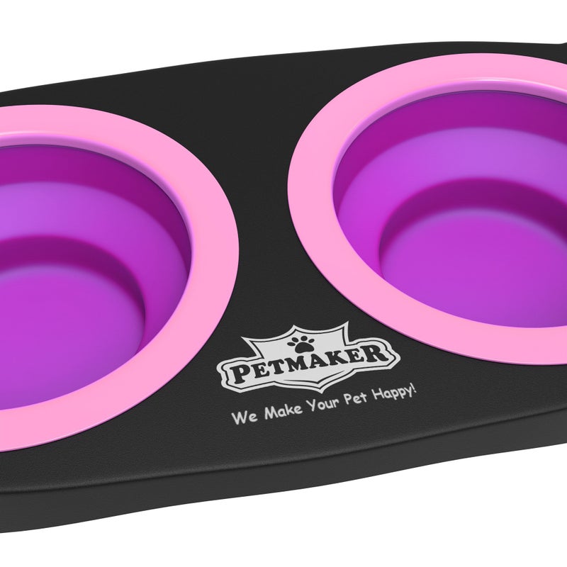 PETMAKER Elevated Cat and Dog Food Bowls with Non-Slip Stand - Removable and Collapsible Silicone Feeder for Food and Water - 16-Ounces Each by PETMAKER (Pink) - Image 5