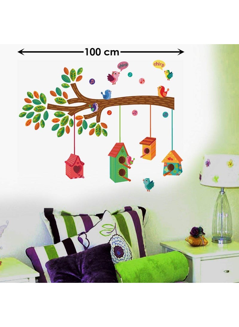 Decals Design Decals Design ' Bird House on a Branch' Wall Sticker (PVC Vinyl, 70 cm x 25 cm, Multicolour)  - Image 2