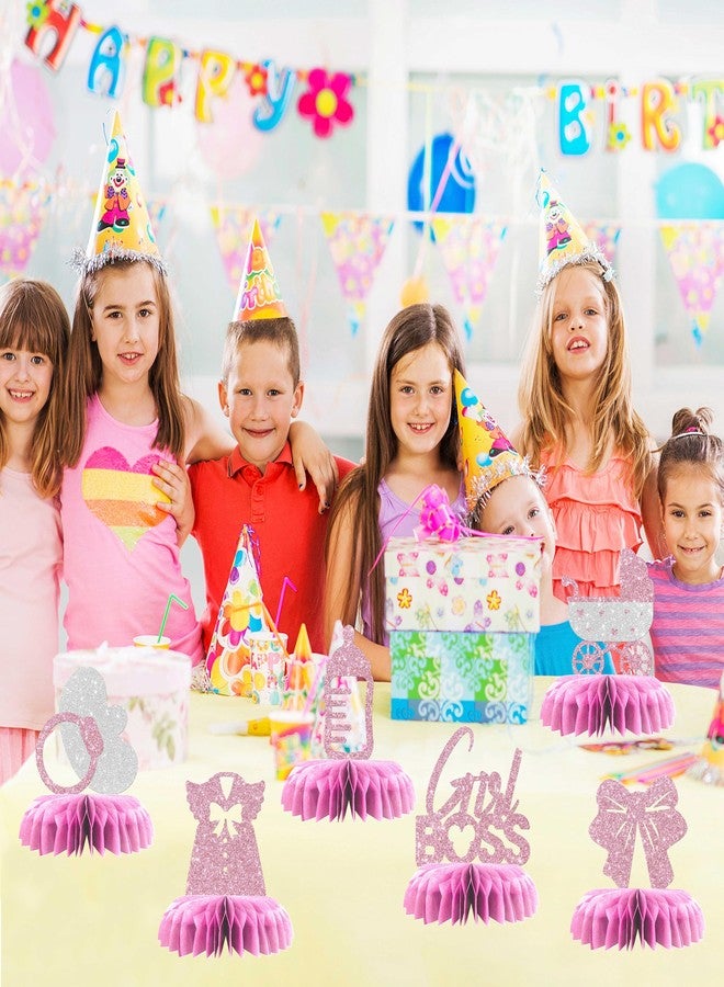 Maicaiffe Girl Boss Table Honeycomb Centerpieces Decorations - Glitter 8 Pcs Girl Baby Shower Party Table Toppers Decor - Gender Reveal - Girl 1st Birthday Party Decoration Supplies - Image 5