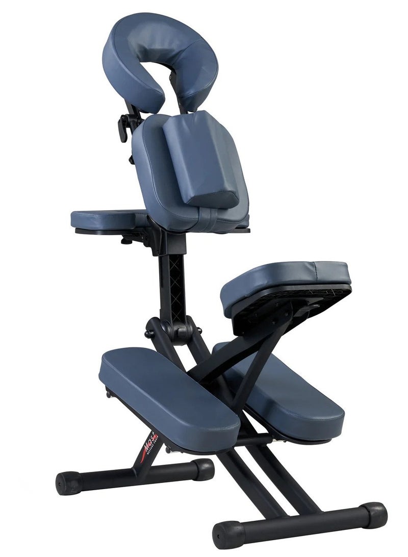 MASTER MASSAGE EQUIPMENT MASTER Rio Foldable Lightweight Massage Chair, Black Color, Fully Adjustable Aluminum Travel Compact Relaxation Massage Chair, with Luggage Carrying Case, 2" Memory Foam Chair - Image 1