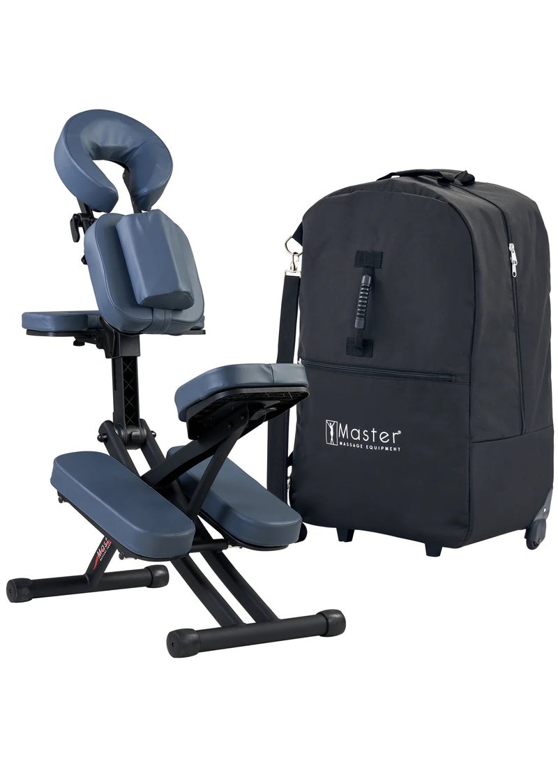 MASTER MASSAGE EQUIPMENT MASTER Rio Foldable Lightweight Massage Chair, Black Color, Fully Adjustable Aluminum Travel Compact Relaxation Massage Chair, with Luggage Carrying Case, 2" Memory Foam Chair - Image 2