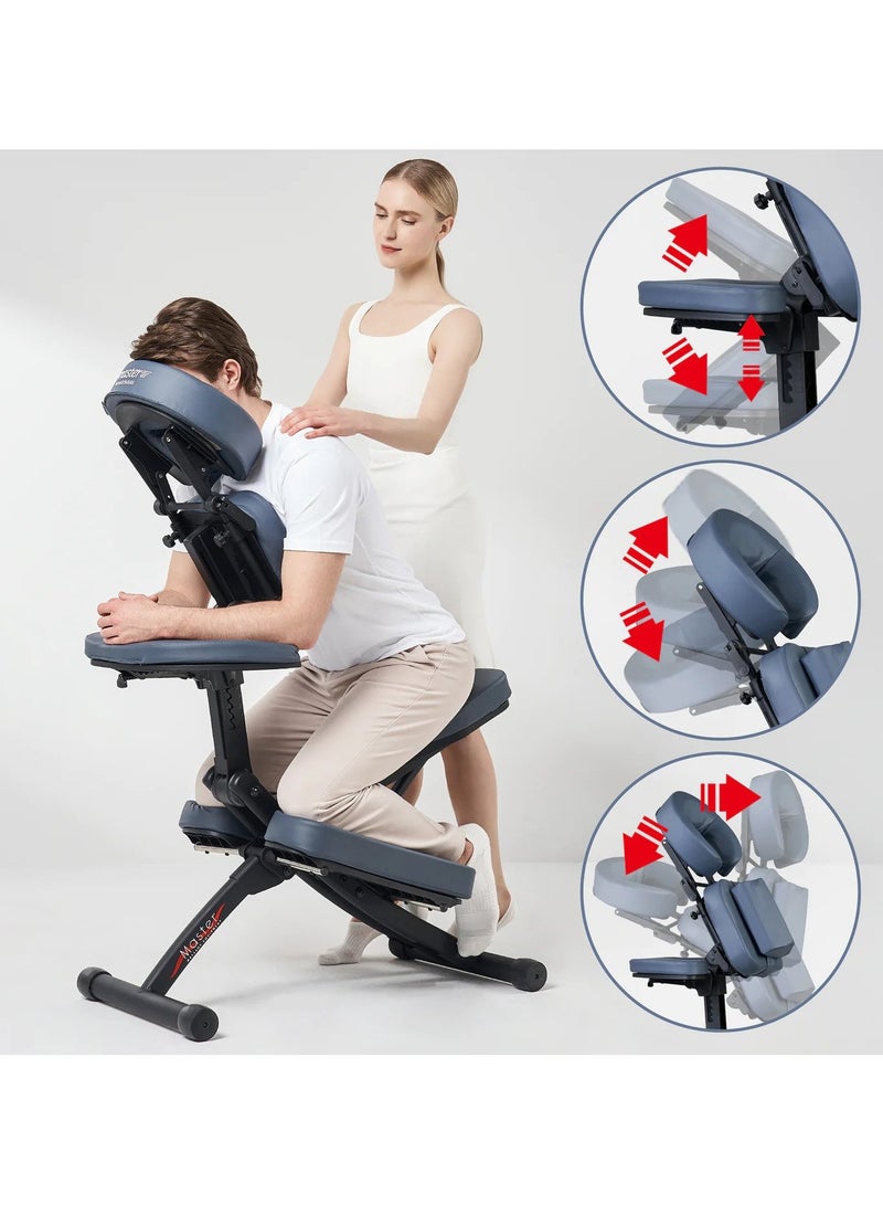 MASTER MASSAGE EQUIPMENT MASTER Rio Foldable Lightweight Massage Chair, Black Color, Fully Adjustable Aluminum Travel Compact Relaxation Massage Chair, with Luggage Carrying Case, 2" Memory Foam Chair - Image 3
